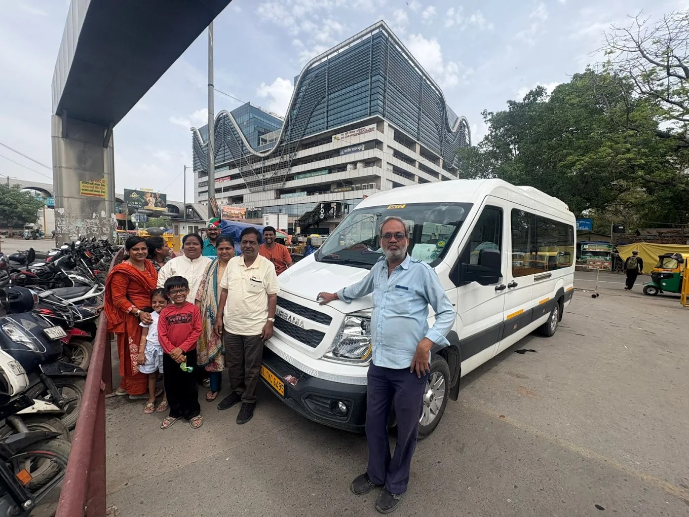 Corporate team during a mountain weekend getaway trip with Treat Holidays rental coach