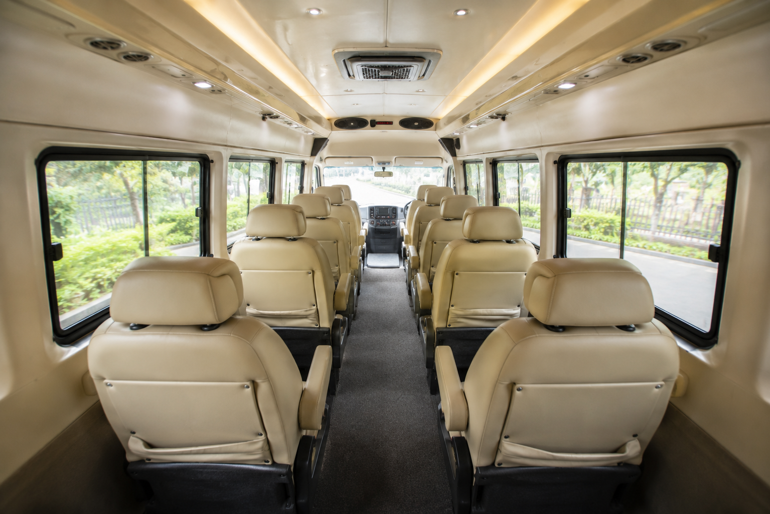 Tempo Traveller Premium Cabin Layout